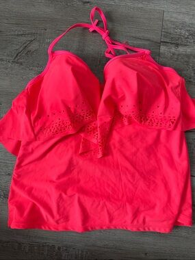 Rue21 Neon Coral Flounce Tankini Top
